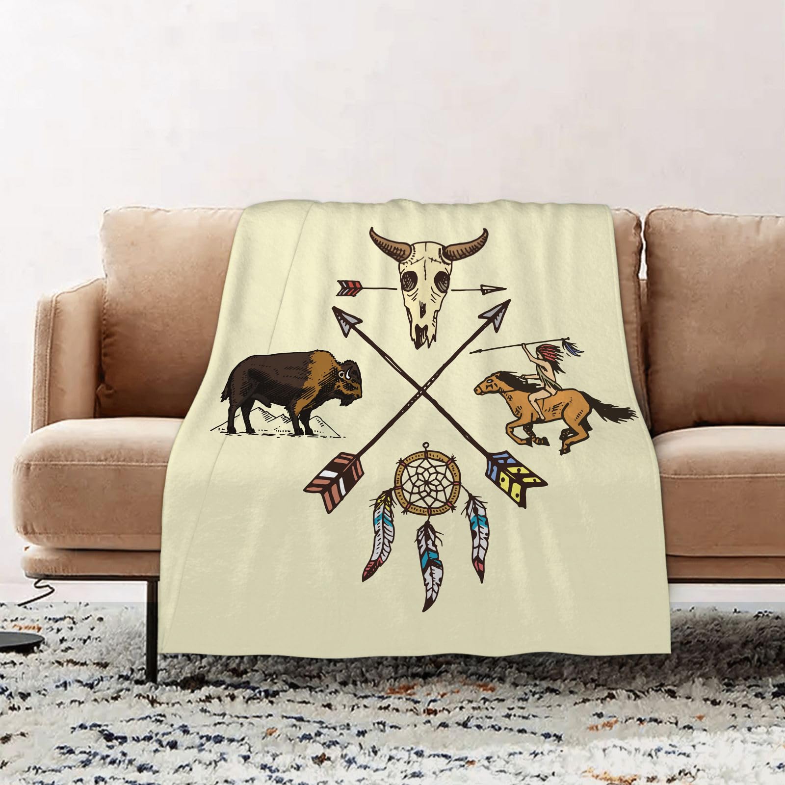 Kuscheldecke Flauschig Decke Fleecedecke Indianisches oder amerikanisches Urein Wohndecke Warm Winter Weich,Decke Couch Blanket,Wohn- & Kuscheldecken 150 x 200 cm,Sofa überwurfdecke