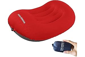 Gold Armour Inflatable Camping Pillow For Neck & Lumbar Support - Red