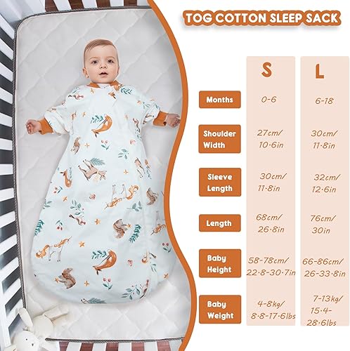 Miniatura 10 de Saco de dormir para bebé TOG 2.5 de algodón saco de dormir para bebé, manta de invierno, saco de dormir cálido sin mangas para bebés y niños