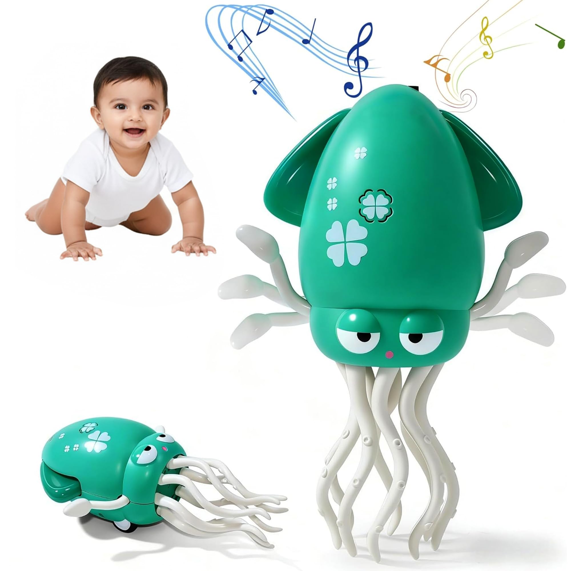 Kidology Dancing Octopus Baby Toy | Electric Crawling & Swinging Squid, Interactive Tummy Time Toy for Kids 3+ Years | Musical & Sensory Fun, Birthday Gifts for Boys & Girls (Green)-image-31