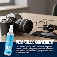 Vista 3 de Spray limpiador de lentes de gafas con tecnología Nano Magic 6 oz (1 paquete) Fórmula de grado profesional, sin silicona para gafas, teléfono
