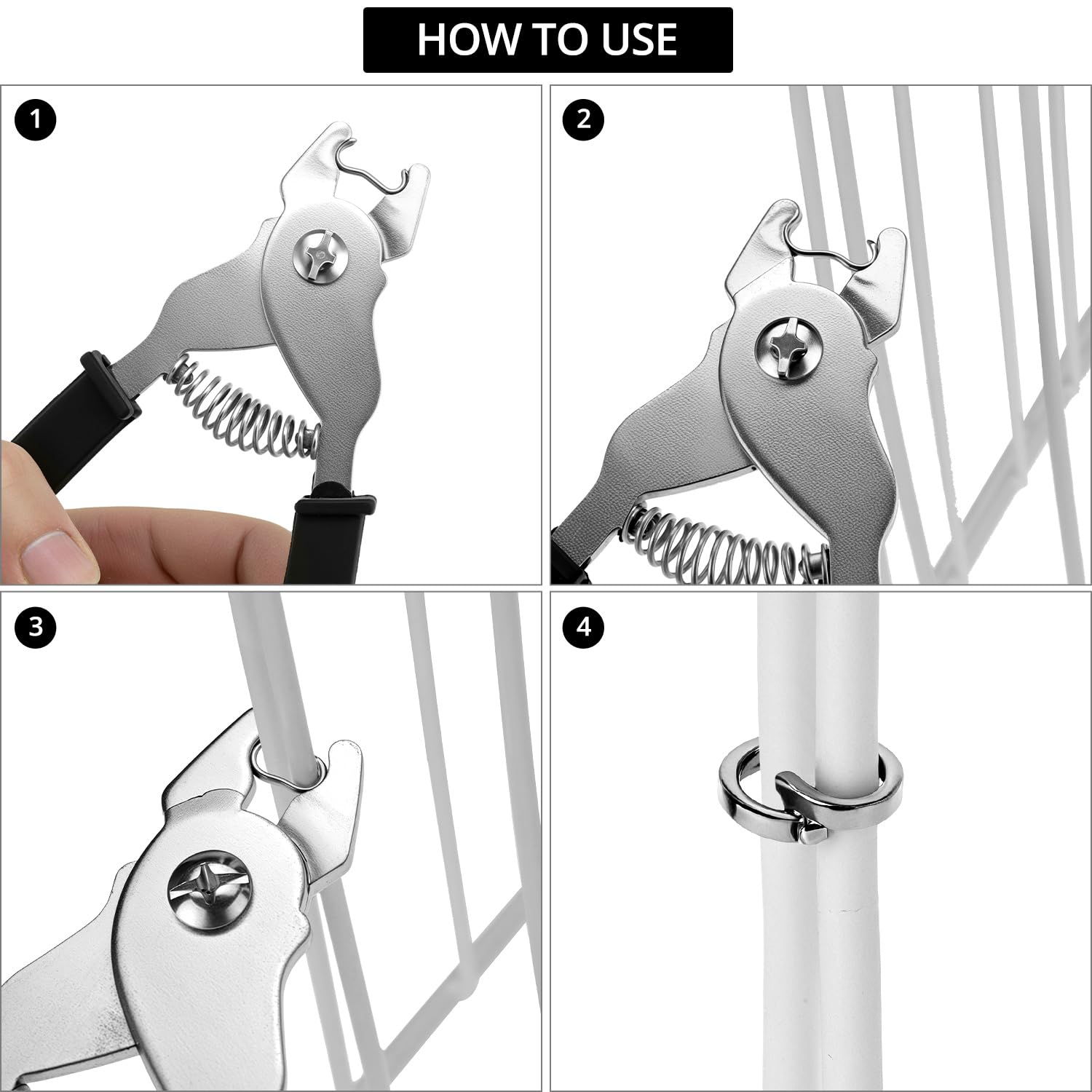 QWORK Pinza per salsiccia con 1200 clip, pinze in acciaio al carbonio, per recinzioni, gabbie per animali