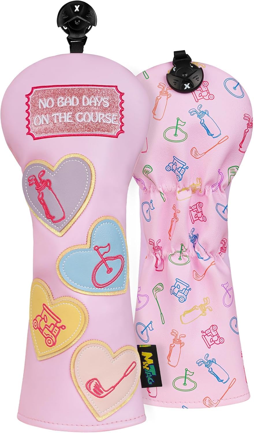 Golf Head Covers Pink, No Bad Days On The Course Golf Club Covers Driver Fariway Hybrid Headcover for Women Girls (Fariway)