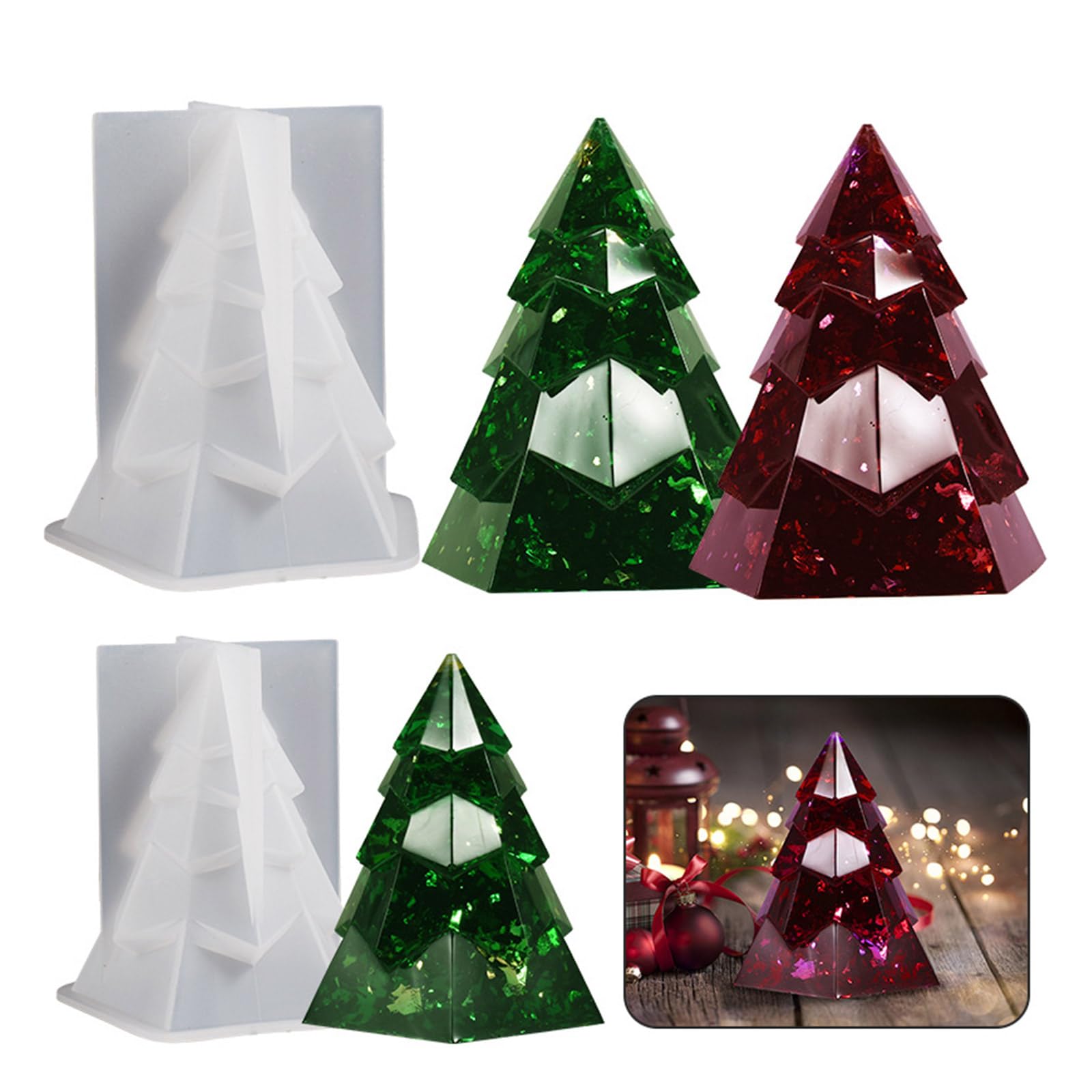 Stampo In Silicone Natale 3D Per Resina Epossidica – Albero E Decorazioni Fai Da Te – Regalo Creativo Artigianale