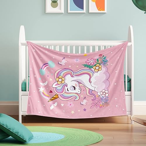 Miniatura 6 de Manta de unicornio para niños, manta de unicornio para niñas, manta de franela de felpa súper suave, manta de unicornio linda, ligera, acogedora y