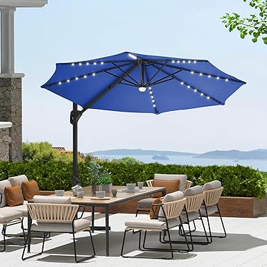Garvee 10Ft Cantilever Patio Umbrella with 360° Rotation, Adjustable Tilt, Heavy-Duty 600D Oxford Fabric, Rust-Proof Aluminum Frame, Fits Most Stands, Without Base Weight