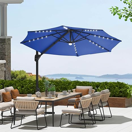 Garvee 10Ft Cantilever Patio Umbrella with 360° Rotation, Adjustable Tilt, Heavy-Duty 600D Oxford Fabric, Rust-Proof Aluminum Frame, Fits Most Stands, Without Base Weight