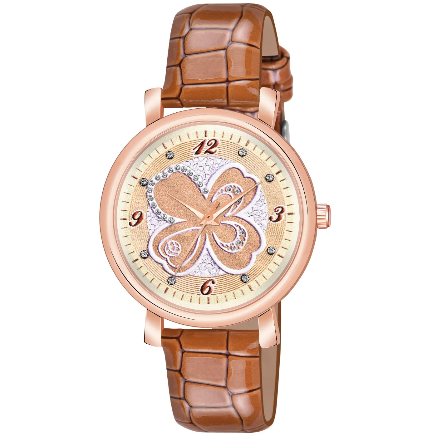 KIROH Analog Multi Flower Dial Stylish Premium Leather Strap Watch for Girls and Women(Green) (Brown) (B0BVKKKT55) Amazon Price History, Amazon Price Tracker