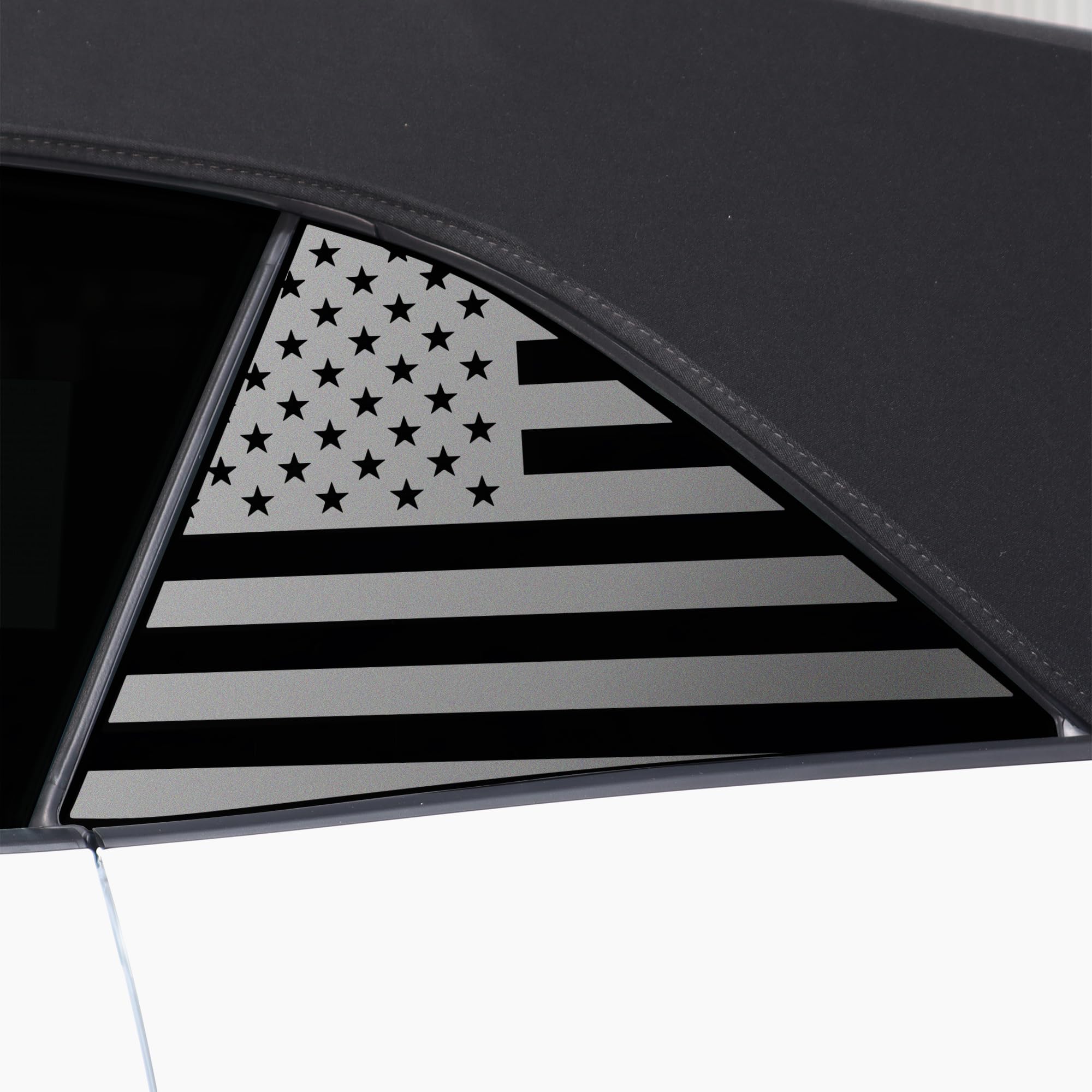 BOGAR TECH DESIGNS Precut Quarter Window American Flag Vinyl Decal Sticker Compatible with Ford Mustang Convertible 2024-2025, Matte Black