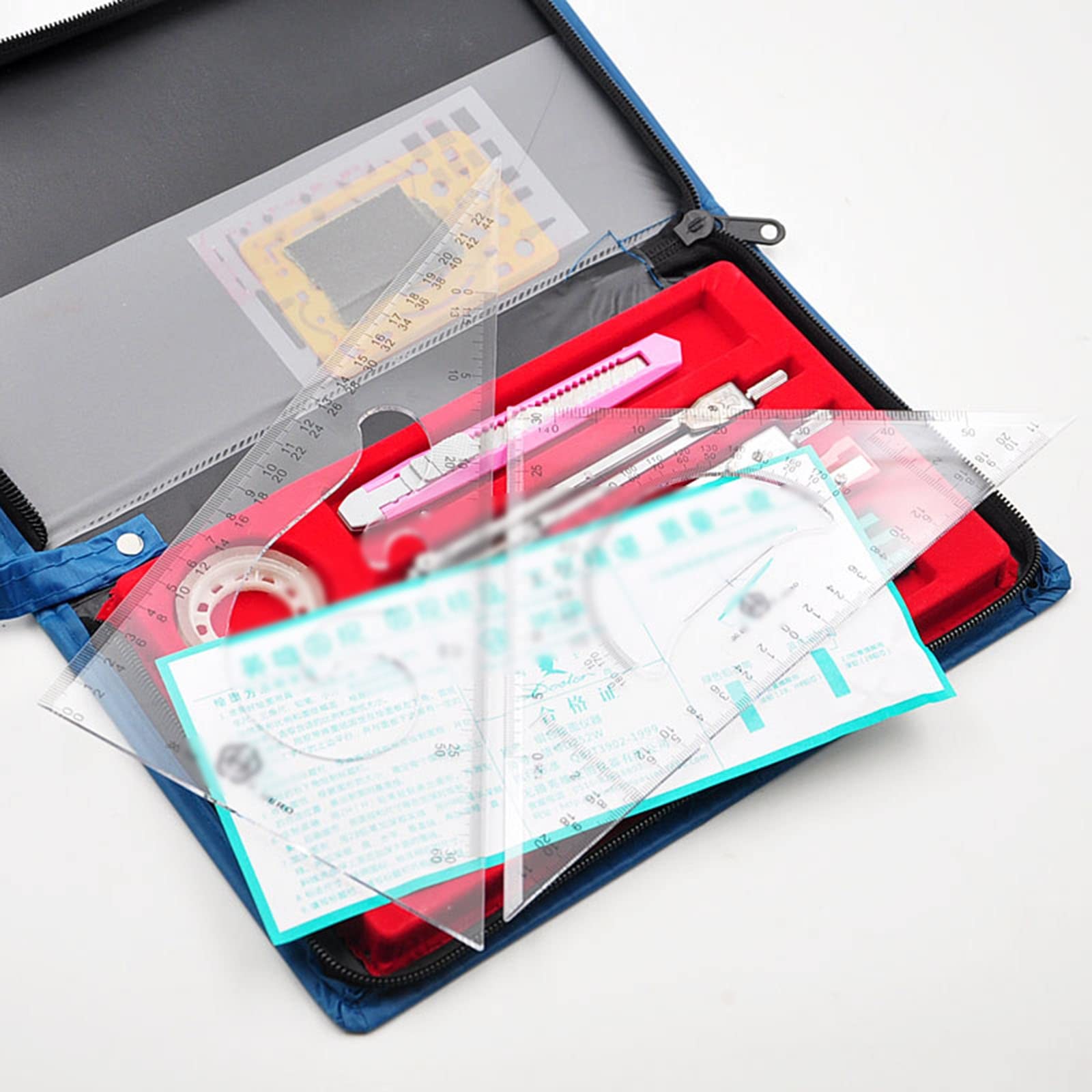 BAtlam Kompass für Geometrie 15-teiliges Winkelmesser- und Kompass-Set Kompass für Geometrie-Zeichenwerkzeuge Geometrie-Werkzeug-Kit Geometrie-Präzisionswerkzeug für Schüler Kompass-Zeichenwerkzeug