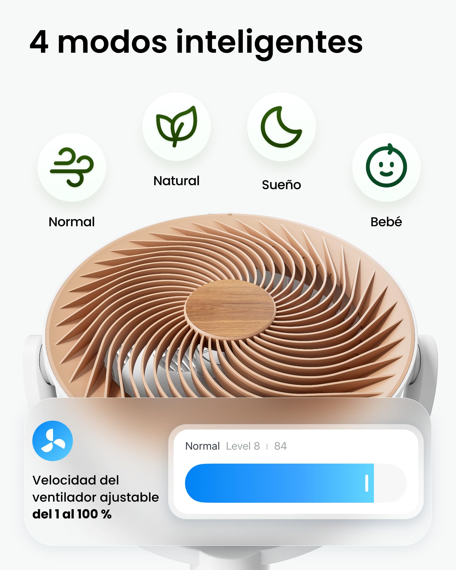 SwitchBot Ventilador Circulador de Pie con luces RGB, ultrasilencioso de 22 dB con mando a distancia, hub Matter, caudal de 9,15 m³/min, altura ajustable, 4 modos, 9 velocidades, temporizador de 9 h
