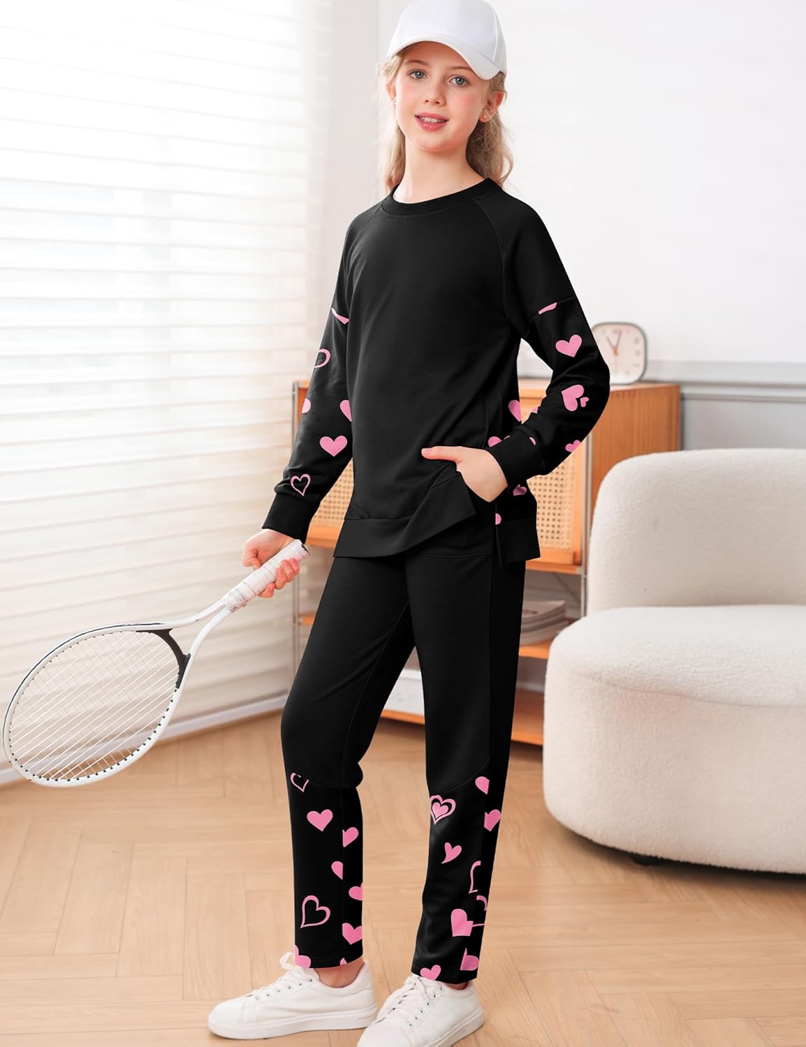 LecGee Girls Sweatshirt Set Casual Long Sleeve Teen Girl's Fall Pullover Legging Pants Printed 2 Piece Outfit for 4-15Y - Image 4