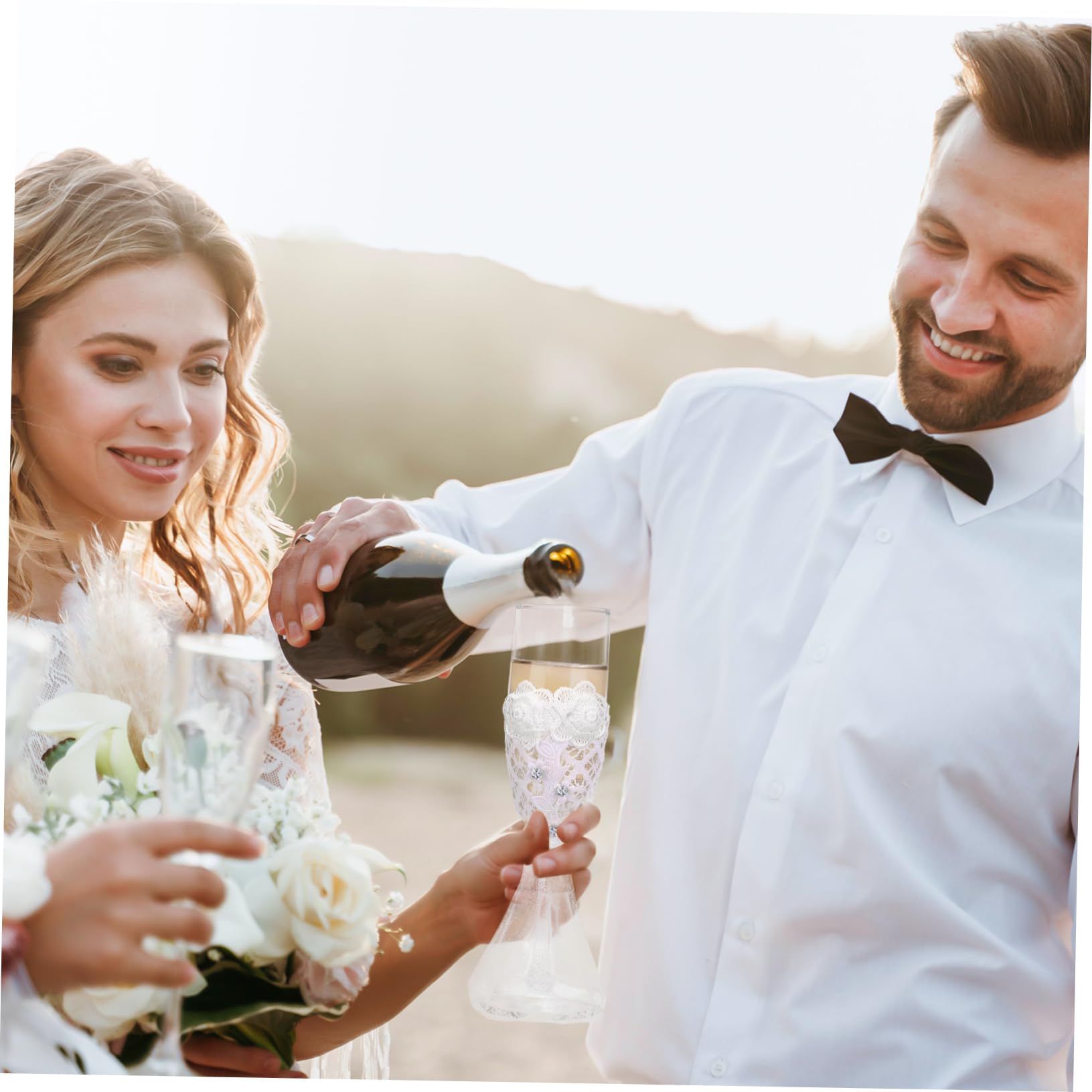 Cabilock Juego de Copas de Brindis para Boda, 1 Set de Vidrio