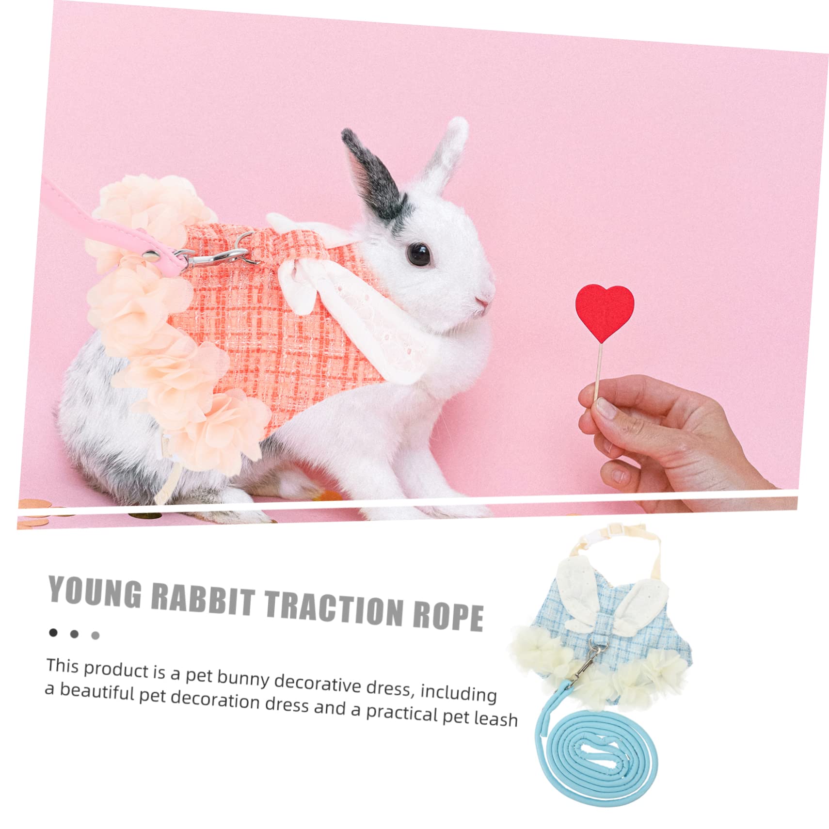minkissy 3 Sets pet rabbit clothes bunny supplies bunny harness with leash pet rabbit costume Bunny Vest Harness guinea pig outdoor vest Bunny Decorative Dress apparel Xiaoxiangfeng cotton
