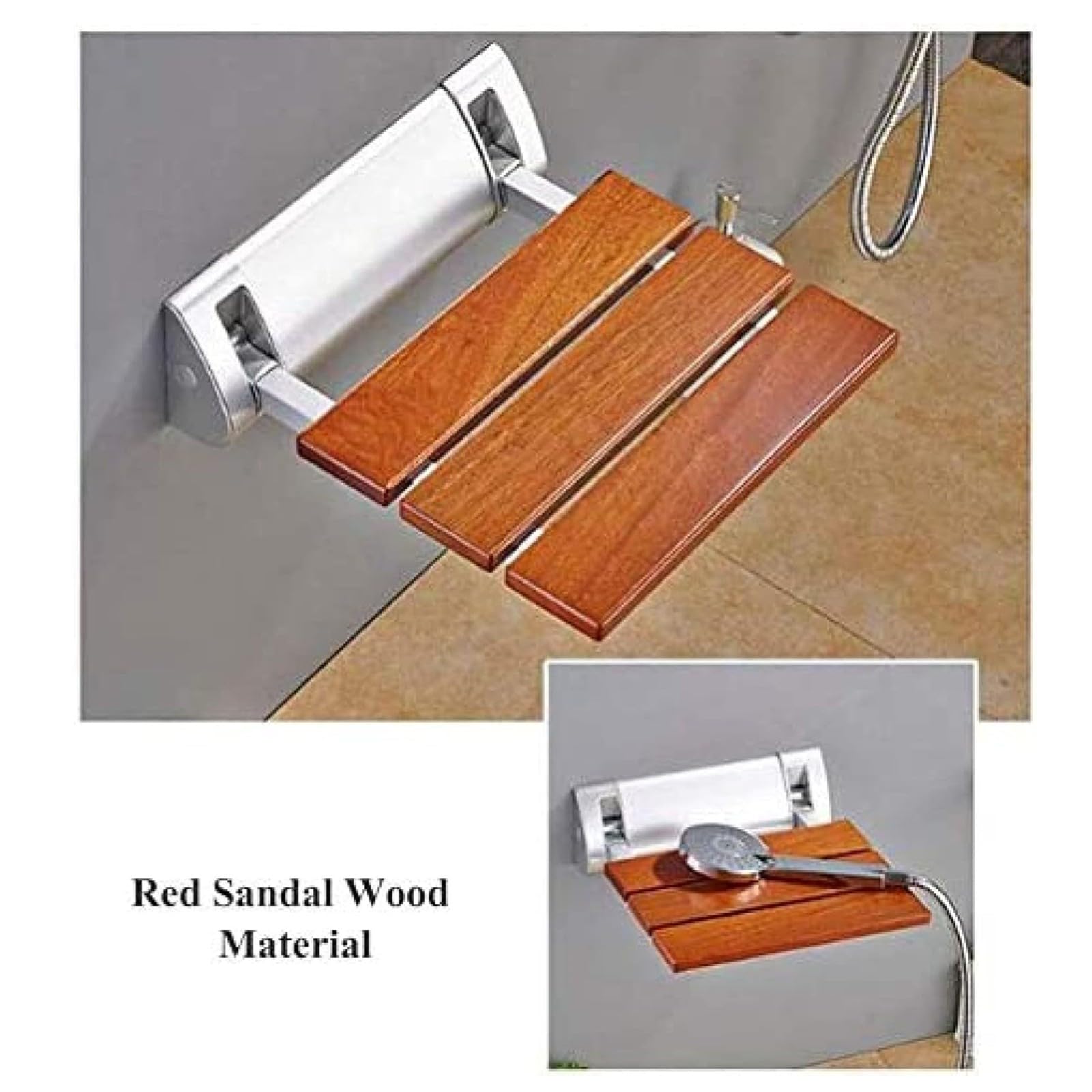 Asiento De Ducha Abatible Plegable,Silla Plegable para Ancianos De Madera Bambú Y Aluminio,Silla De Ducha Plegable De Pared para Personas Mayores,Discapacitados Ahorro De Espacio