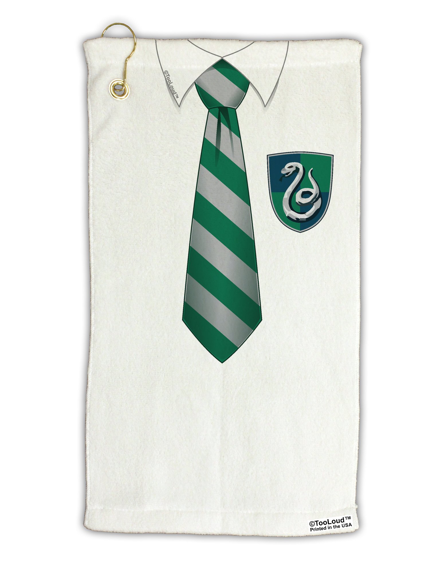 TOOLOUD Wizard Uniform Green and Silver Micro Terry Gromet Golf Towel 15