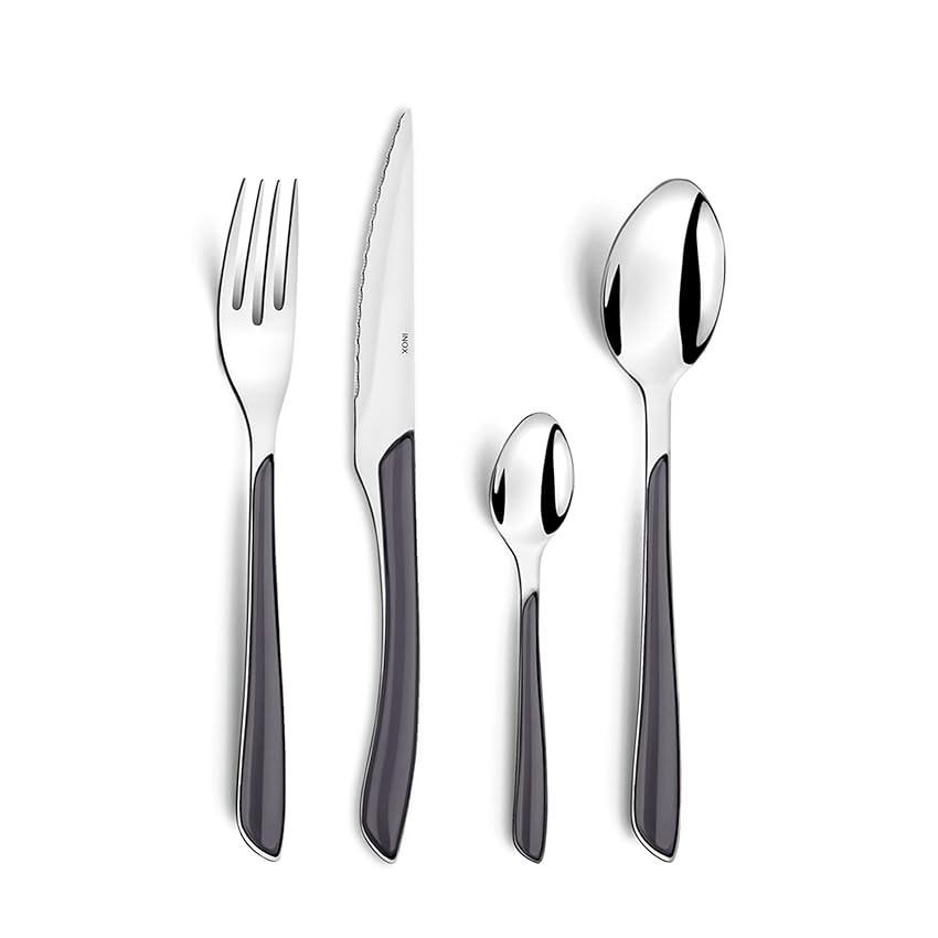 Amefa - Servizio di posate multiuso, Serie: Eclat, in cofanetto, Acciaio Inox ABS SAN, grigio, Ménagère 32 couverts pour 8 personnes
