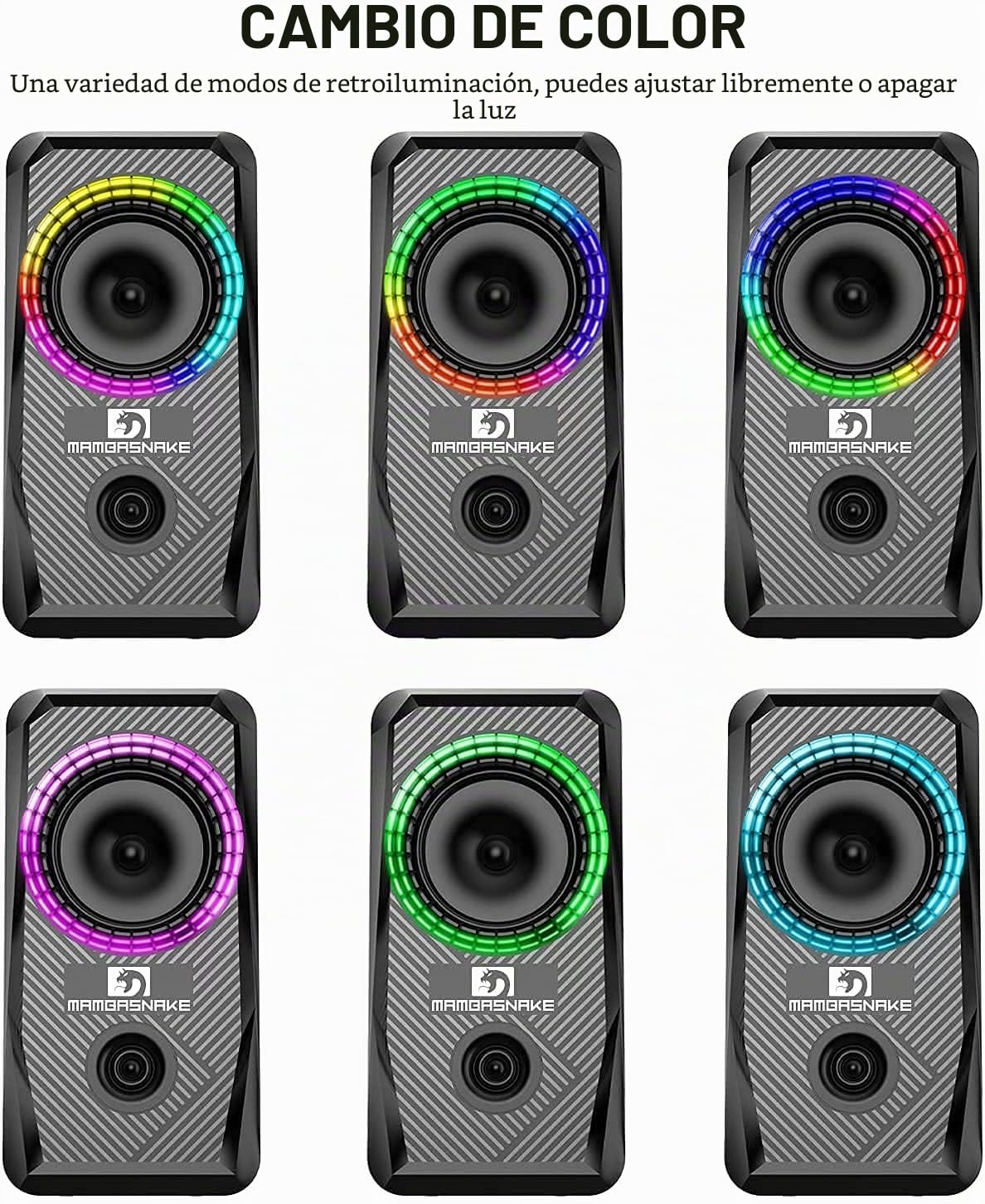 Diseño del Reino Unido Cableado 104 Teclas Teclado para Juegos Ratón Auriculares Altavoz Combo 5 en 1 con retroiluminación RGB múltiple Ratones de 2400 PPP Alfombrilla de ratón Grande para
