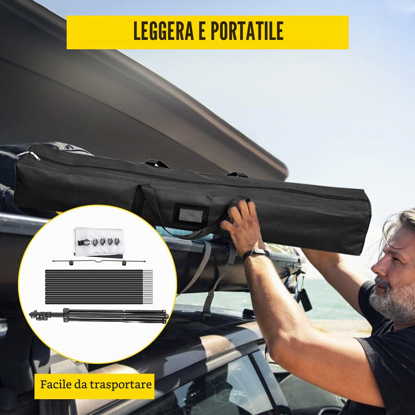 VEVOR Schermo per proiettore treppiede con supporto 110pollici 16:9HD supporto per schermo di proiezione in altezza regolabile schermo per proiettori interni ed esterni per film,giochi,ufficio