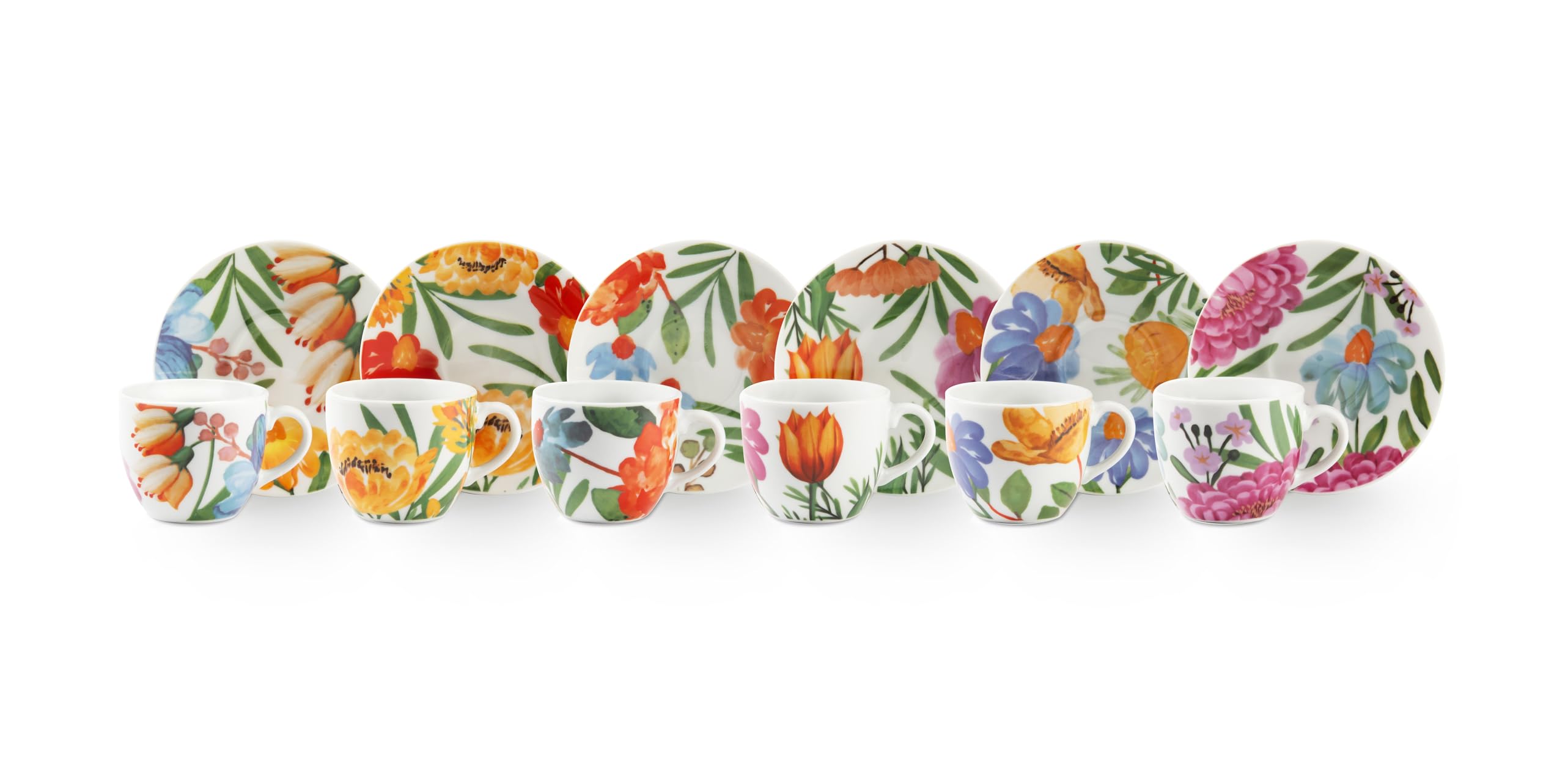 Excelsa Blooming Set aus 6 Kaffeetassen, Porzellan, Fassungsvermögen 70 ml, mehrfarbig