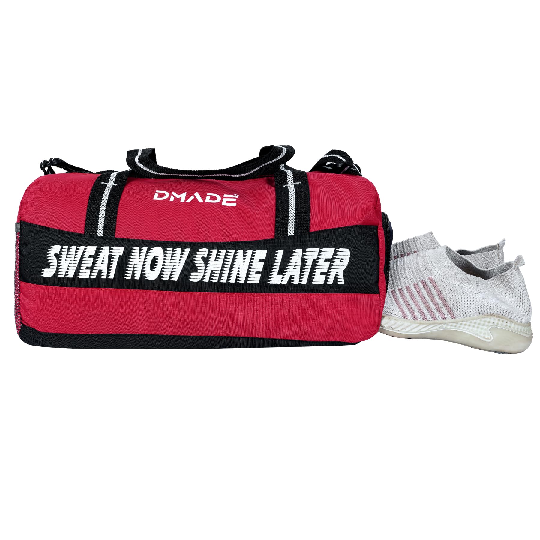 Gym Bag for Men & Women with Shoe Compartment | Sports Duffel Bag with Motivational Quote | Travel, Fitness, Workout & Training Bag (Red)-image-19