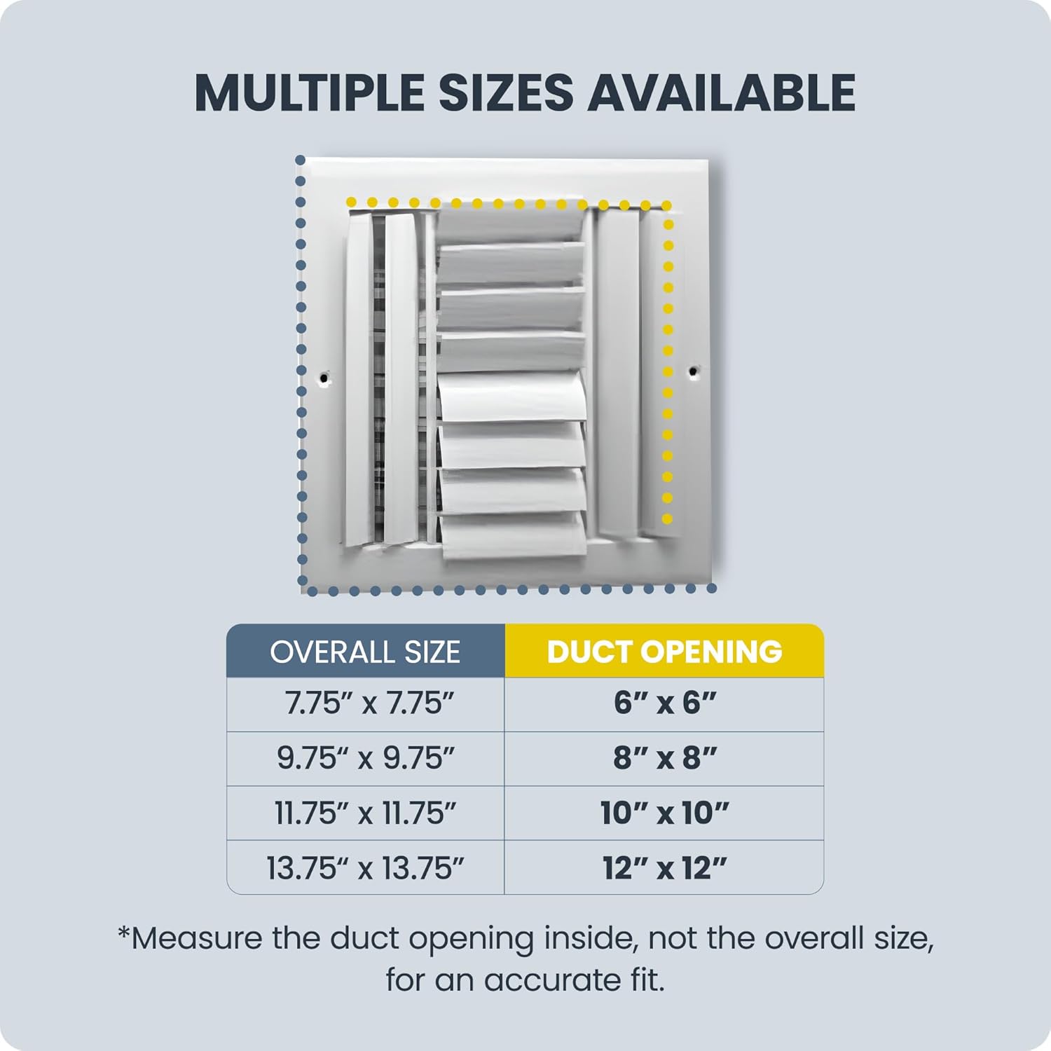 Hart & Cooley 10" x 10" Aluminum Curved Blade Register, Multi-Shutter Damper, 4-Way, Adjustable Curved Blades for Increased Deflection Control, White