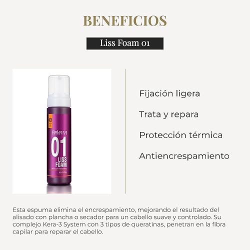 Miniatura 3 de Salerm Cosmetics Liss Foam Light Hold Alisado Mousse Tratamiento Capilar  6.8 fl oz