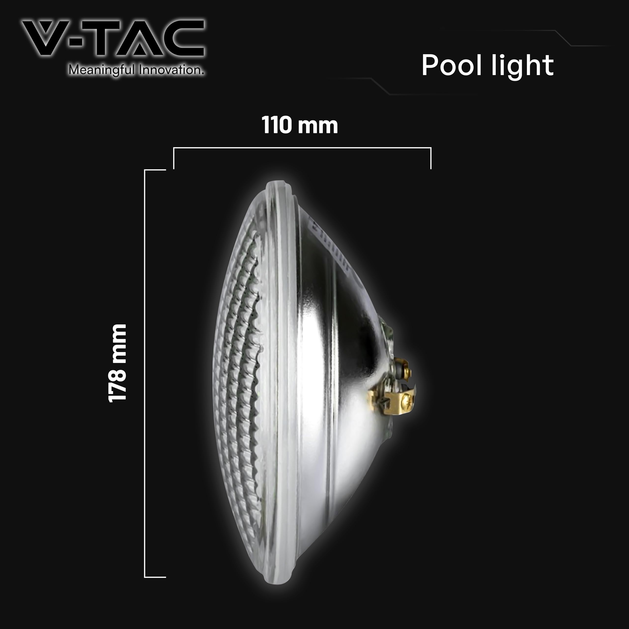 V-TAC Lampada Led da Piscina 12W - PAR56 - Lampada in Vetro Antiurto per Illuminazione Piscine e Fontane - 1260 Lumen - Luce Subacquea - Risparmio Energetico - IP68 - Luce Calda