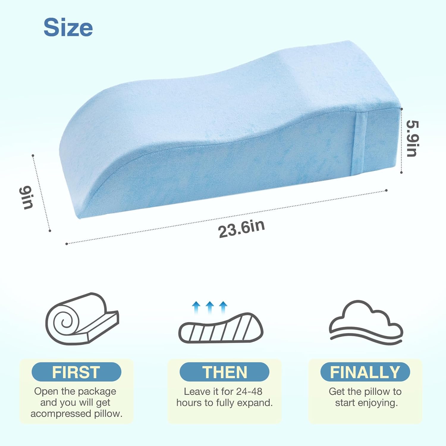 Leg Elevation Pillows for After Surgery, Leg Elevation Pillow for Injuries, or Rest, Memory Foam Wedge Pillow for Swelling, Circulation, Pain Relief, Leg Support Pillows w/Washable Cover (Single Leg)