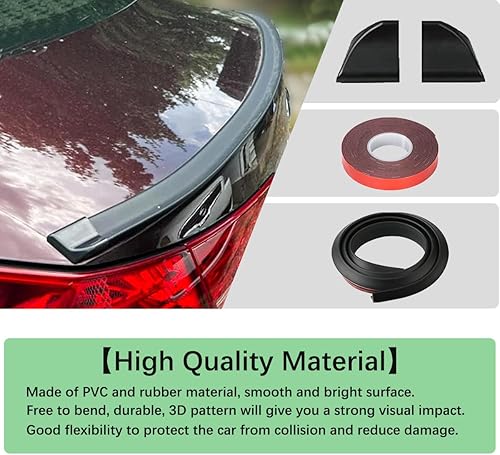 Miniatura 6 de Ziciner Kit de alerón para maletero de automóvil, 4.9 pies, tira decorativa de ala trasera de abrasión antiarañazos, calcomanía de alerón de goma