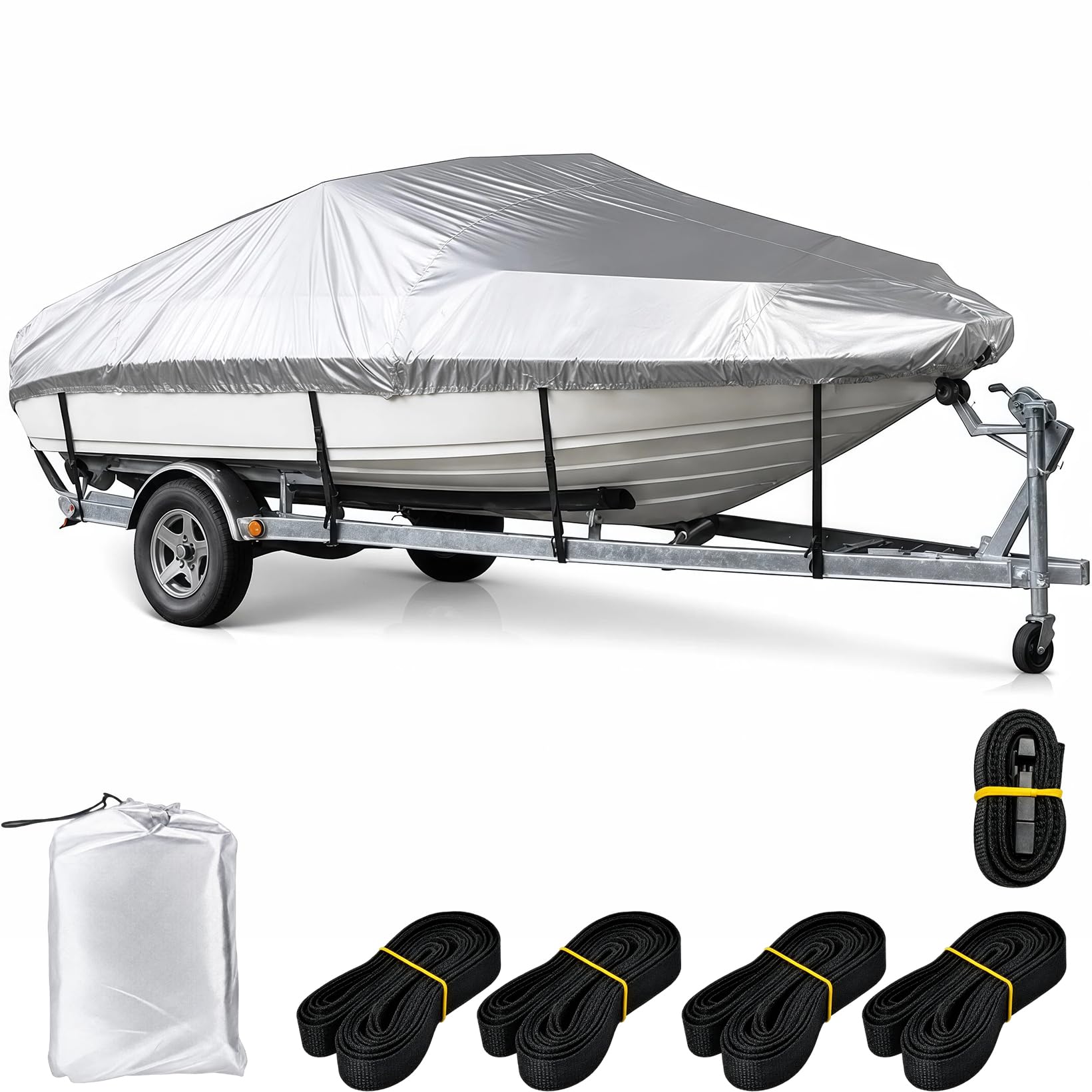 Funda Protectora para Barco, Cubierta Impermeable Resistente a los Rayos | Cubierta impermeable y anti‑UV protege el barco de polvo, lluvia y sol. Incluye correas de fijación y bolsa