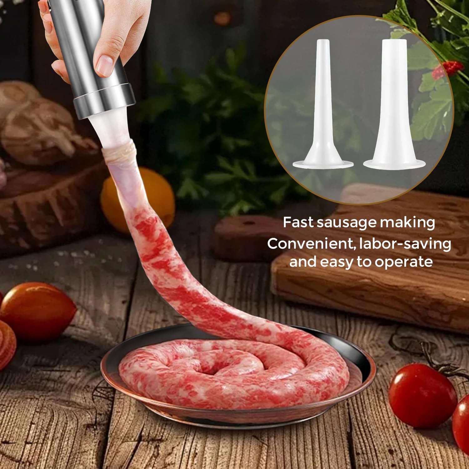 Handheld Electric Pasta Makers, 11-in-1 Cordless Noodle Maker Machine, 9 Noodle Molds, Cutters and Sausage Stuffing Tube, Homemade Spaghetti Maker for Kitchen