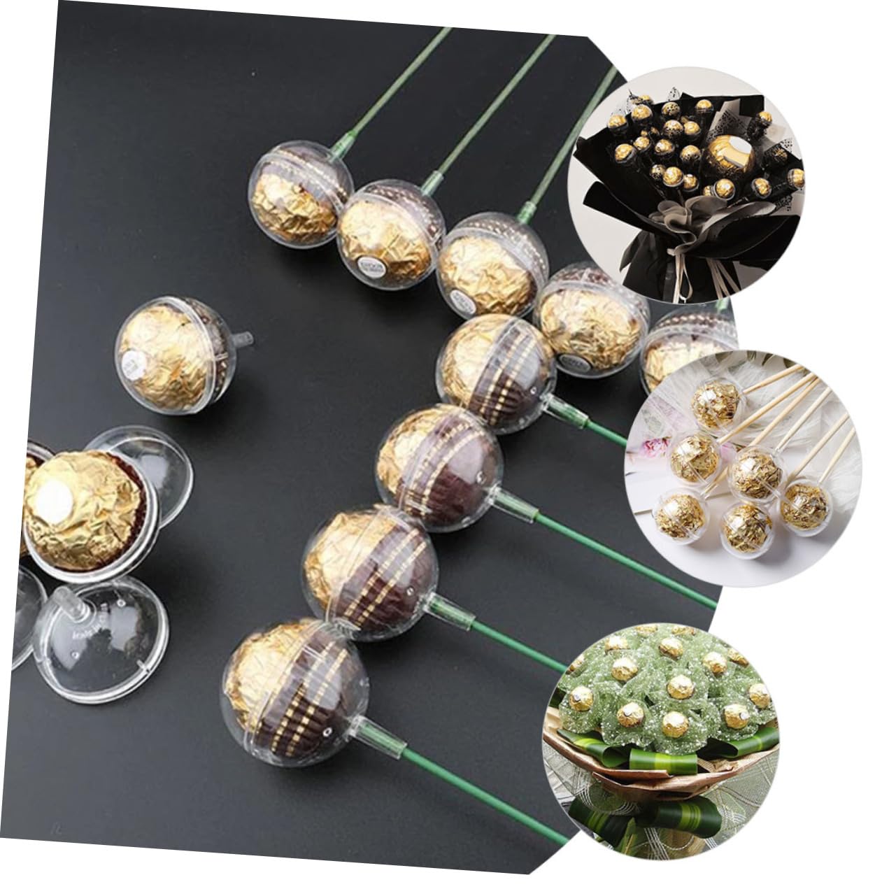Hohopeti 100stücke Transparente Schokoladenball- Für Valentinstag Blumenstrauß Verpackungsmaterial Mit Stäbchen Für Süßigkeiten Und Dekoration Bei Festen
