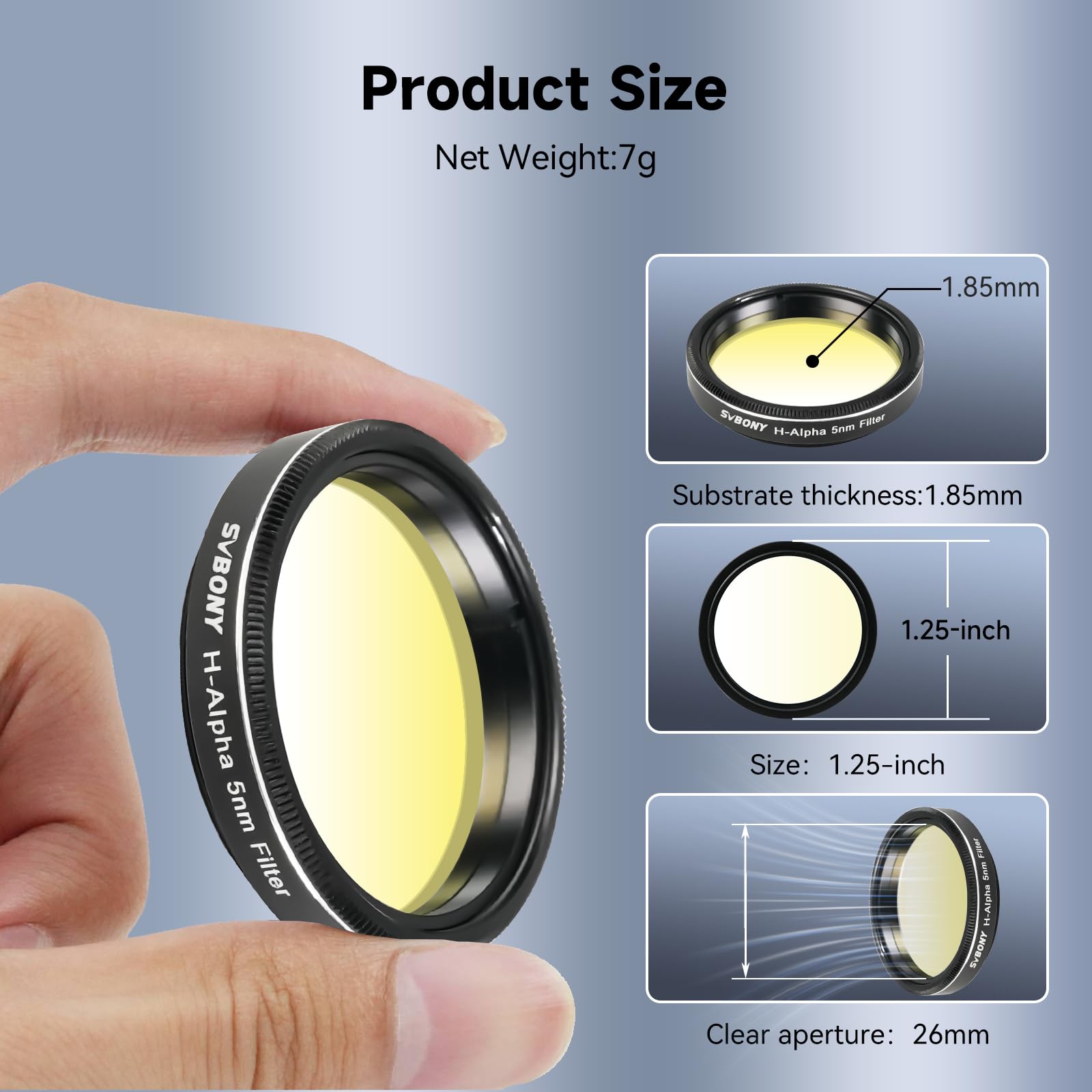 Svbony SV227 Teleskopfilter, Schmalband Filter Set 1,25‘’ 5nm, OIII H-Alpha SII, 90% Spitzendurchlässigkeit, Cut-Off-Tiefe Teleskopzubehör, für Nebelbeobachtung Deep Sky Astrofotografie