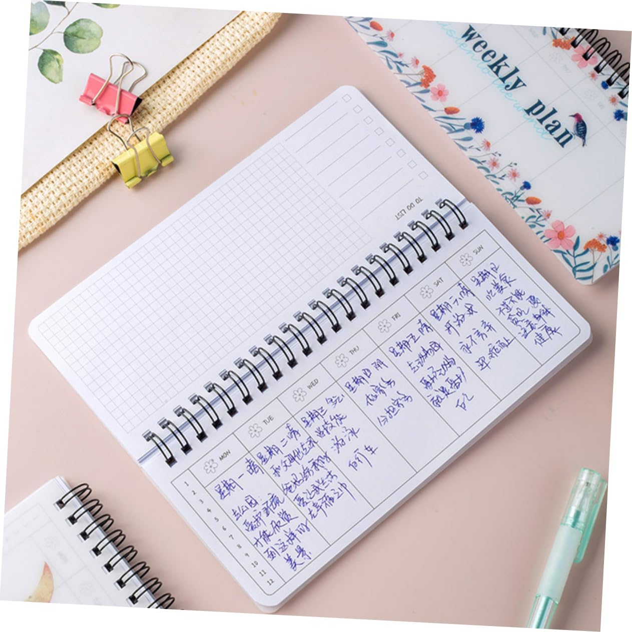 GARVALON 4pezzi Planner Settimanale e Giornaliero Portatile Organizer Accademico Senza Data Con Rilegatura Spirale Per Insegnanti e Studenti Comodo e Elegante Per Pianificazione e Appunti
