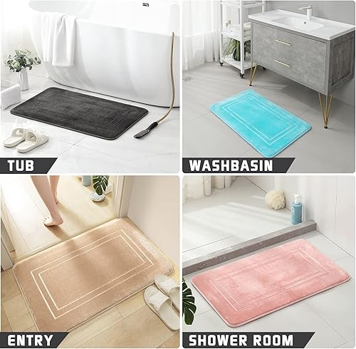 Miniatura 6 de BlissJolly Alfombras de baño de espuma viscoelástica alfombras de ducha antideslizantes de secado rápido para baño inodoro bañera tapete de baño