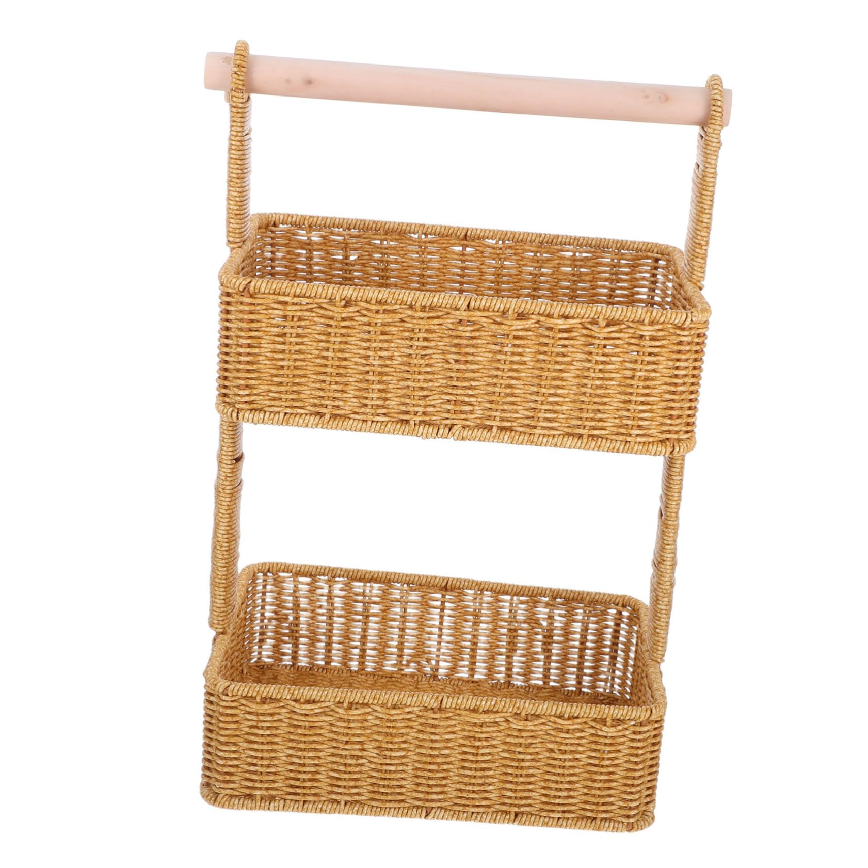 Cabilock 2 Shelf Storage Basket Home Decor Room Decor Cube Storage Organizer Toilet Paper Storage Medium Basket Decorative Basket Bathroom Decor Organizing Brown Wood