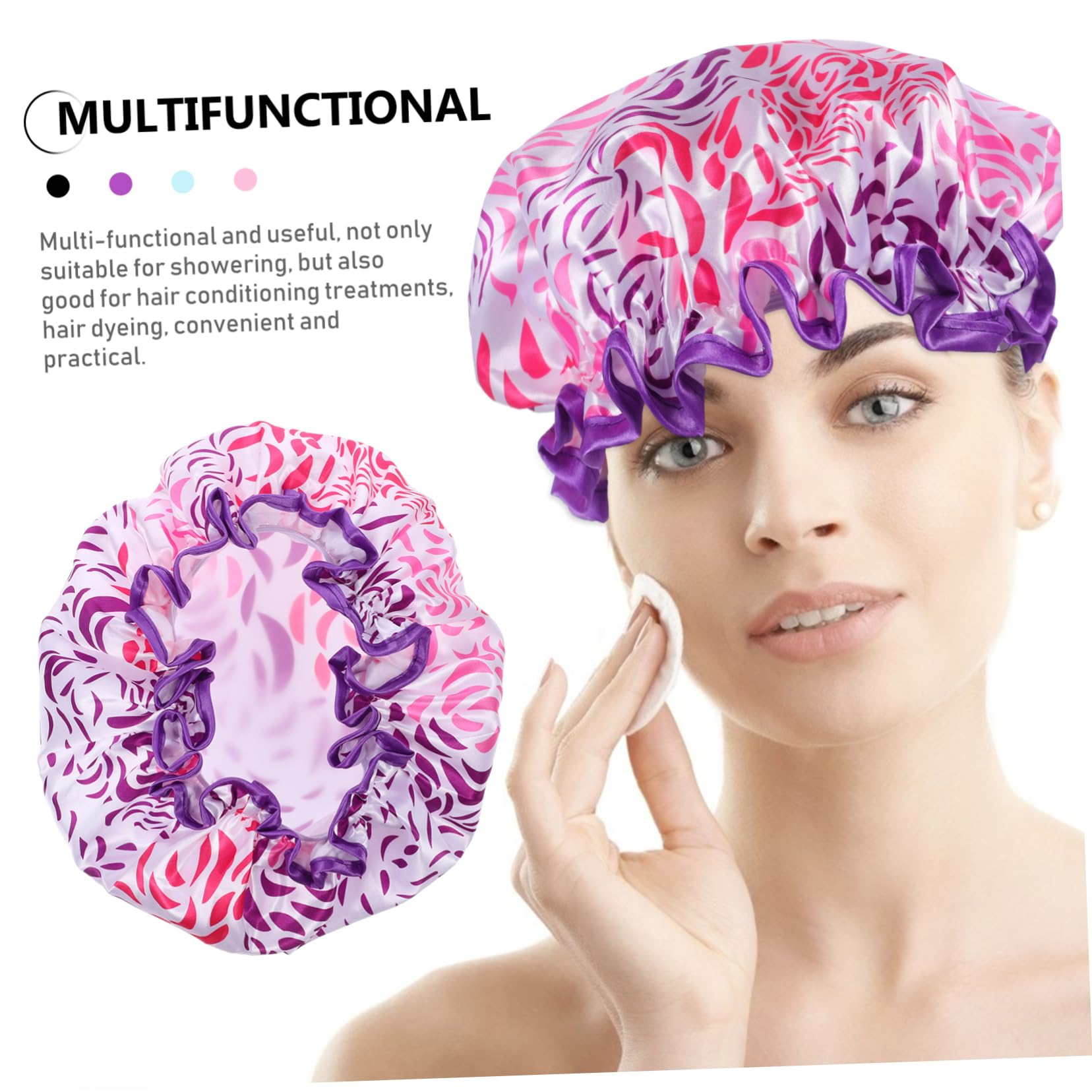OUNONA Bonnet de Extra Large Double Couche Satin Cheveux Longs Bonnet Bain Imperméable Extensible Protection Complète