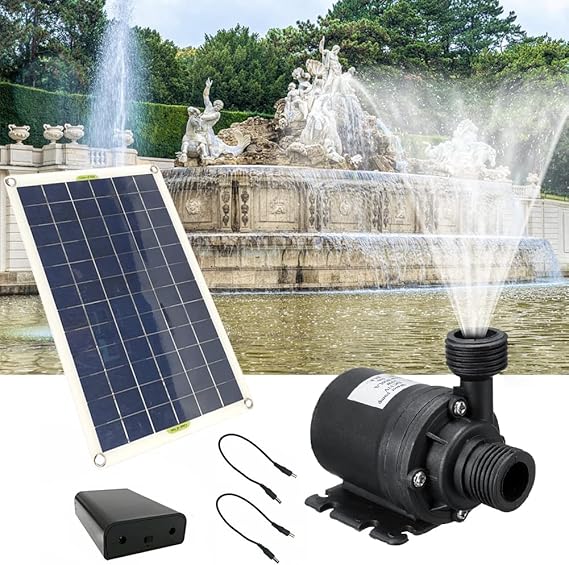 KOBONA Mini Solar Springbrunnen Garten, Solar Fontäne, 12V 50W Solar