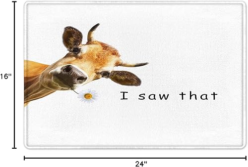 Miniatura 3 de LB Alfombra de baño con diseño de margarita de vaca de granja, con citas divertidas para el ganado, color blanco, con espuma viscoelástica suave,