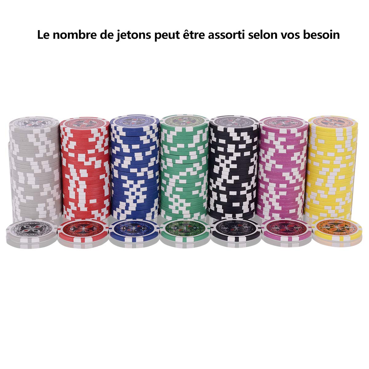 COSTWAY Malette Poker, Jetons Poker avec Ensemble de 300 Jetons et 2 Jeux de Cartes, 5 Dés, 1 Bouton, Dealer, Mallette en Aluminium (Noir)