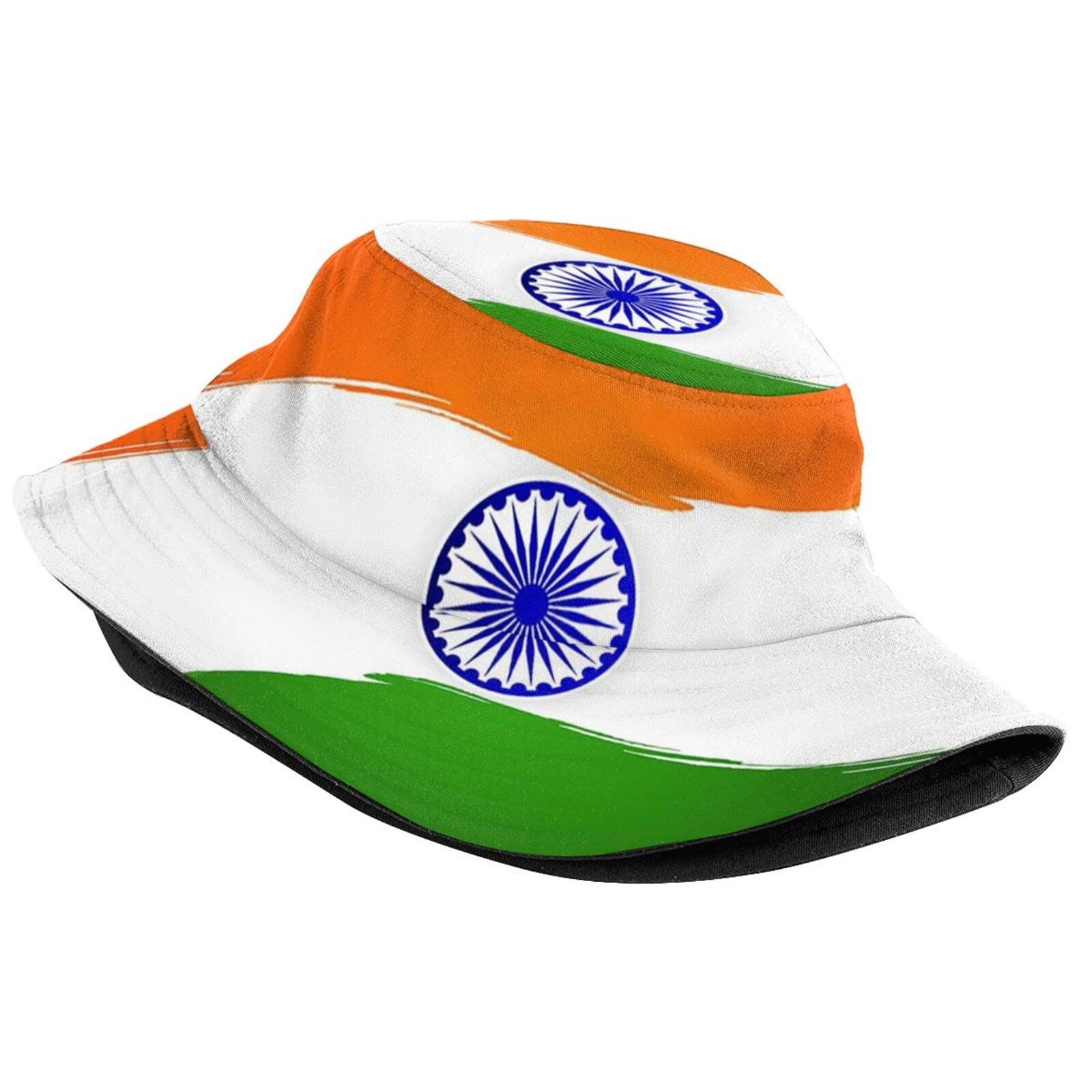 ROSIHODE Unisex India Flag Bucket Hats Packable Indian Fisherman Hats Summer Travel Hiking Beach Caps for Men Women