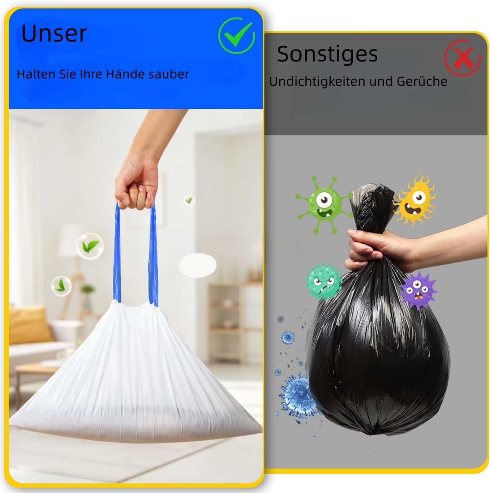 Sacchetti per lettiera per gatti, misura L, 20 pezzi, 65 x 40 cm, sacchetti per lettiera per gatti, extra forti con laccetti, per lettiera per gatti, inserti igienici per lettiera