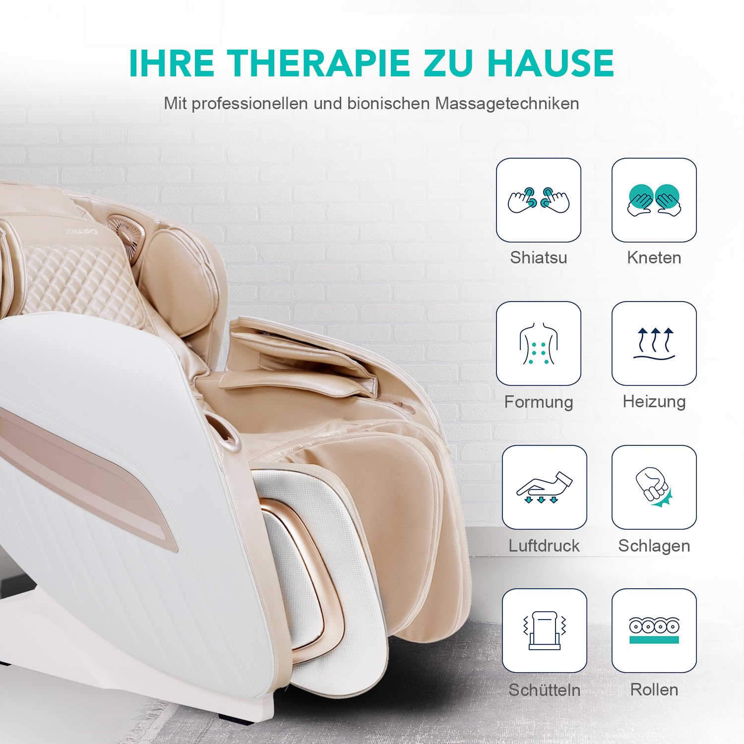 Poltrona massaggiante Shiatsu Zero Gravity Sedia Massaggiante Pressione Aria Bluetooth 3D Surround Sound Musica per uffici, negozi e saloni