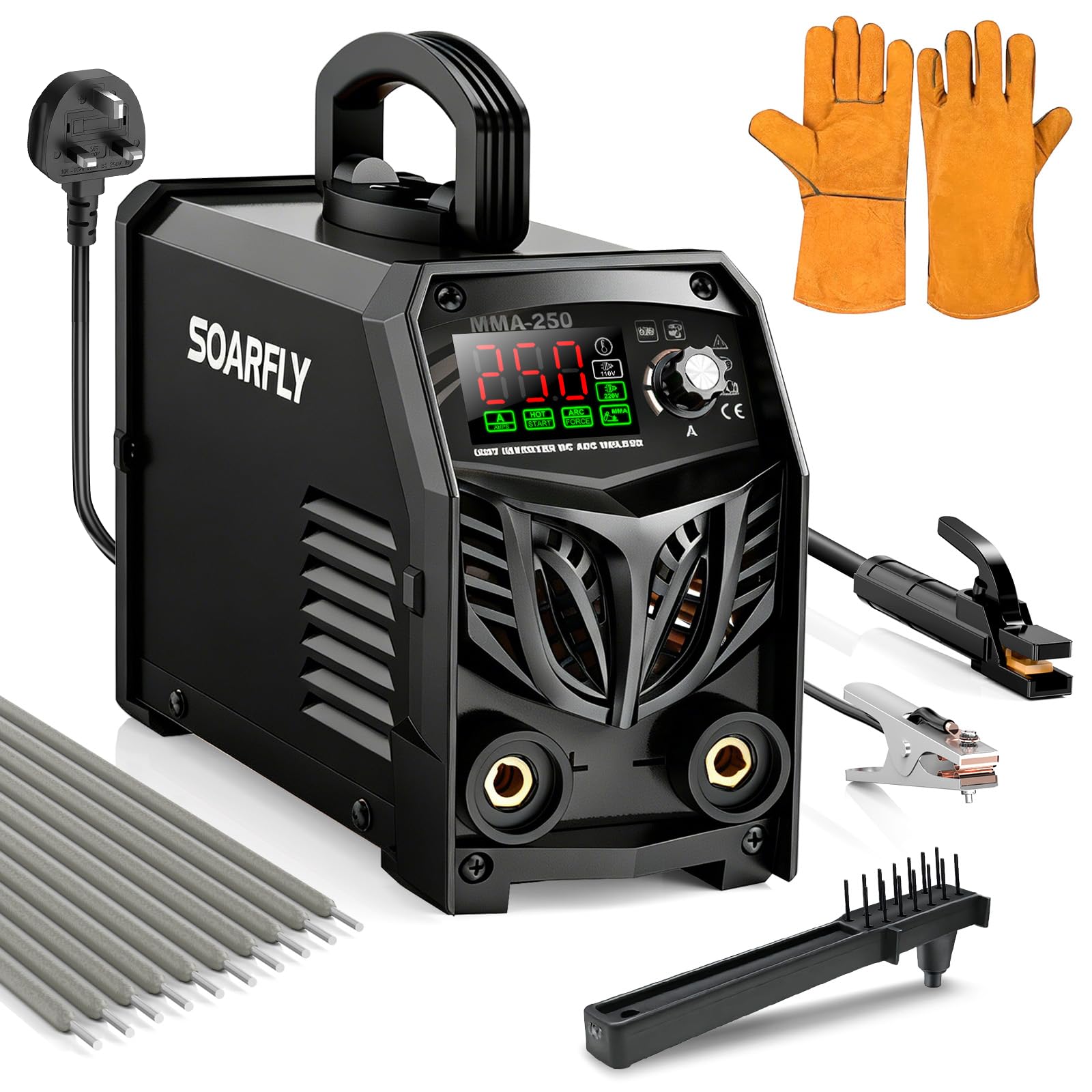 SOARFLY 250A Stick Welder, Dual Voltage Welding Machine, LED Display, Black