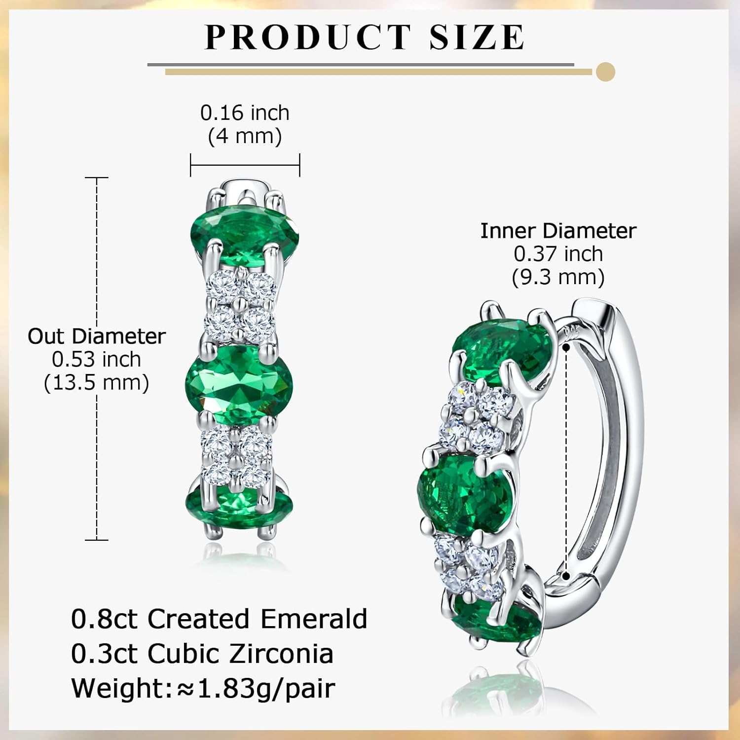 Chunky Gemstone Hoop Earrings 14K Yellow Gold Sterling Silver 14mm Small Huggies Aquamarine/Amethyst/Pink Sapphire/London Blue Topaz/Garnet Hoop Earrings for Women - Image 4