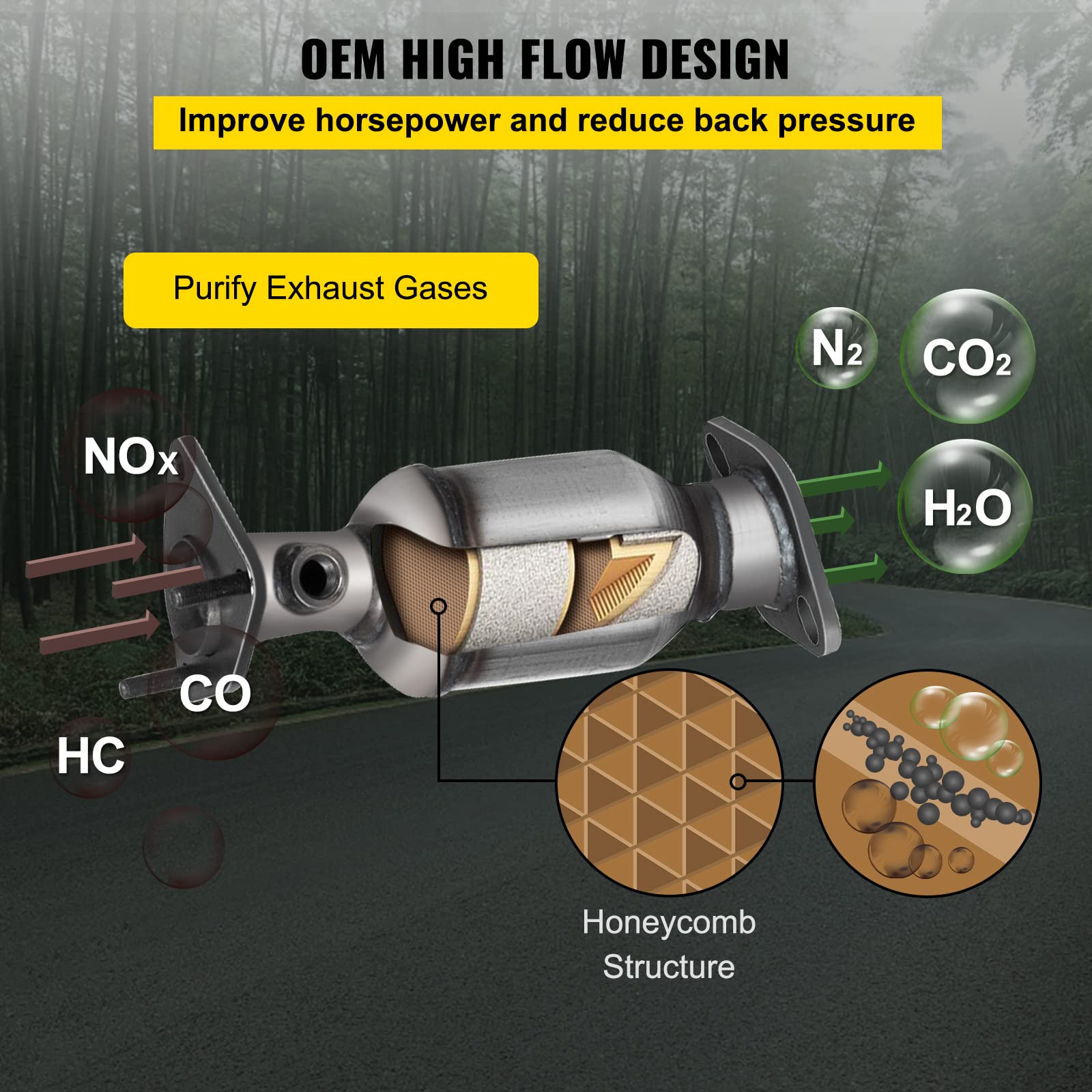 VEVOR Collettore di scarico Bulloni collettore di scarico Combinazione guarnizioni Convertitore catalitico ad alto flusso di qualità OEM da 4,0 litri conforme EPA