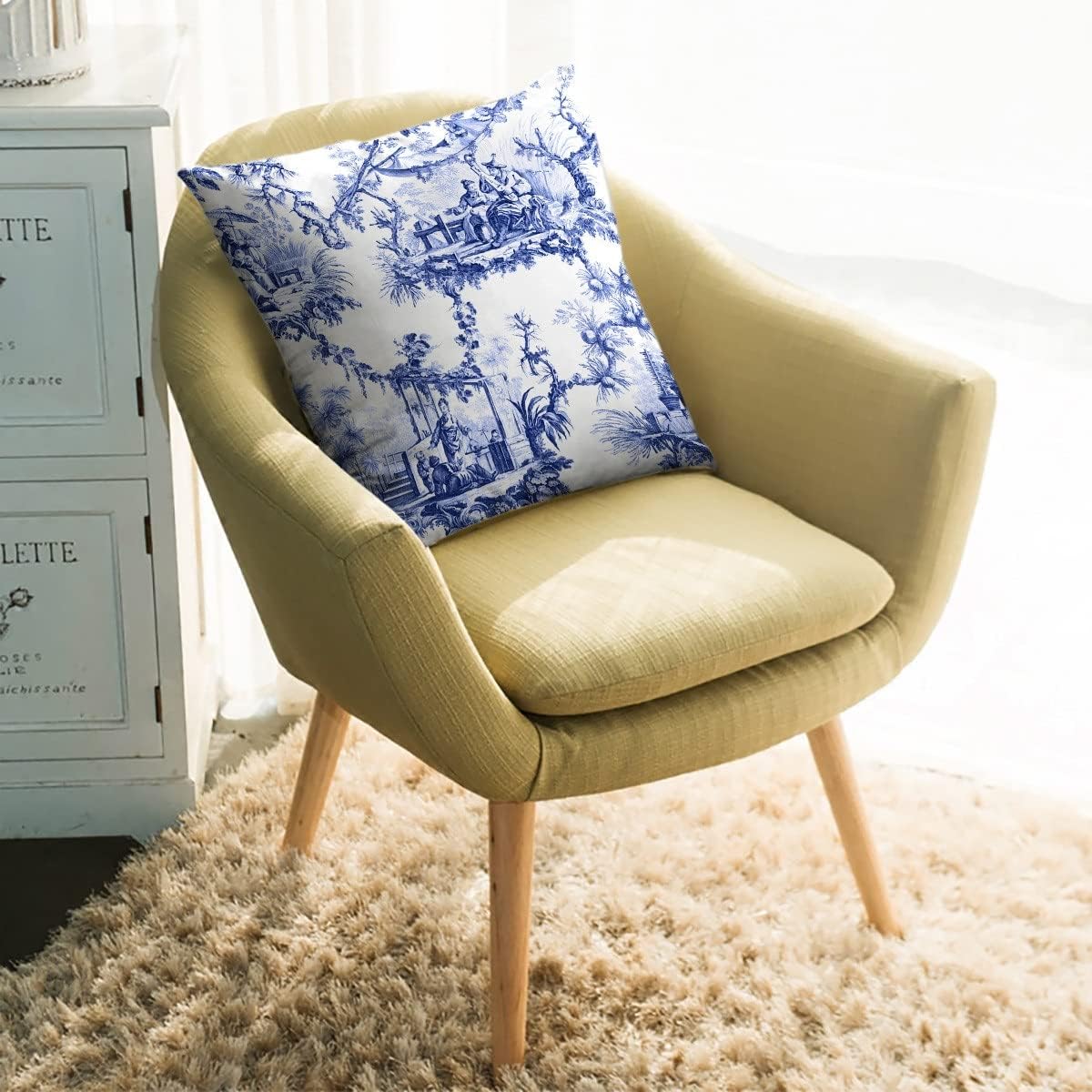 Chinoiserie Toile Pillow Covers Cases Pattern Cover Cushion Pillowcase Square Print