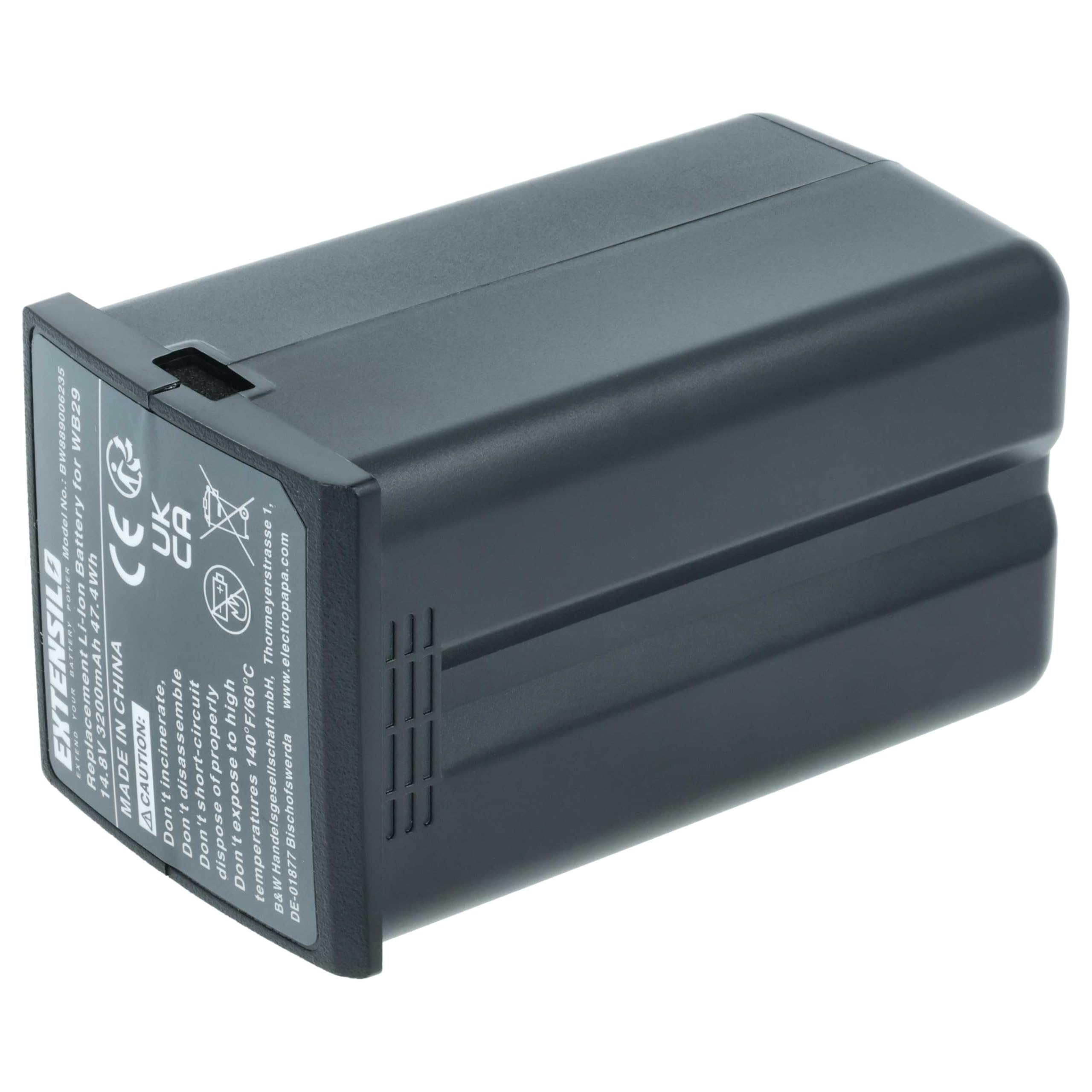 Akku kompatibel mit Godox WB300P, AD200, AD200pro, AD300 Pro Flash Blitzgerät, Kamera-Blitz (3200 mAh, 14,8 V, Li-Ion)