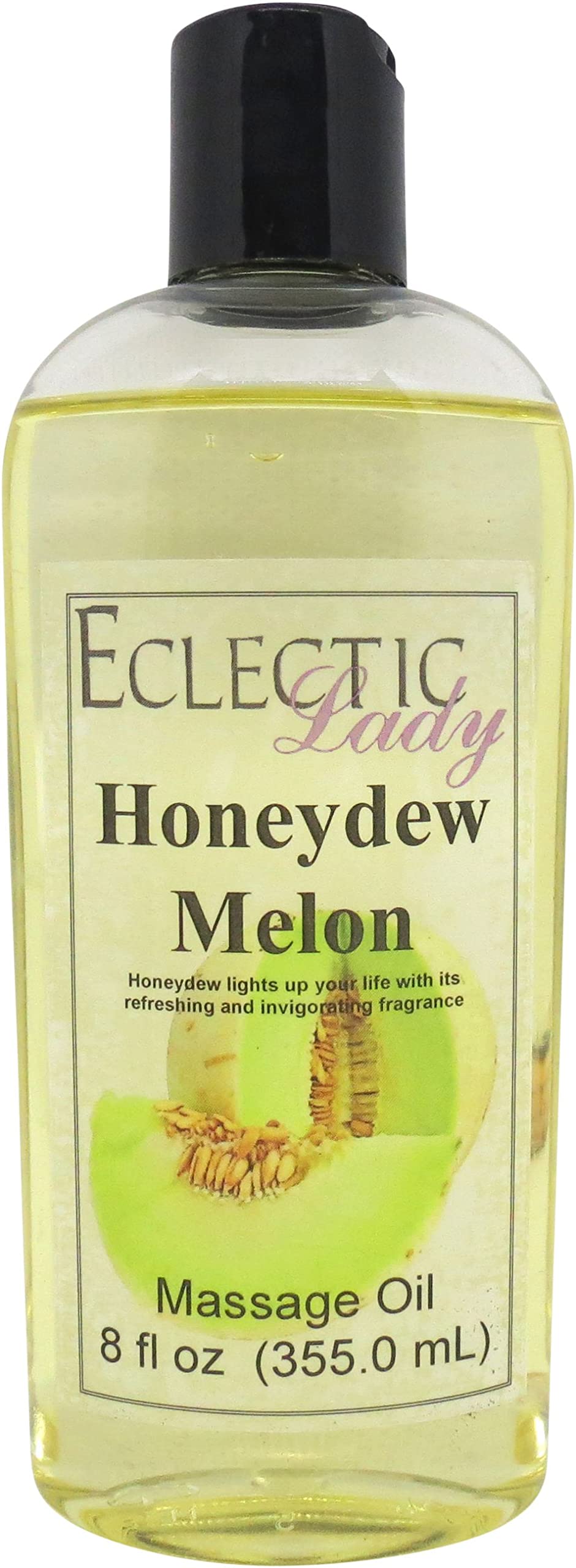 Honeydew Melon Massage Oil, 8 oz, with Sweet Almond Oil and Jojoba Oil, Preservative Free, Perfect for Aromatherapy and Relaxation